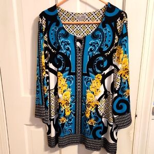 JM Vibrant Blue and Yellow Women's Top